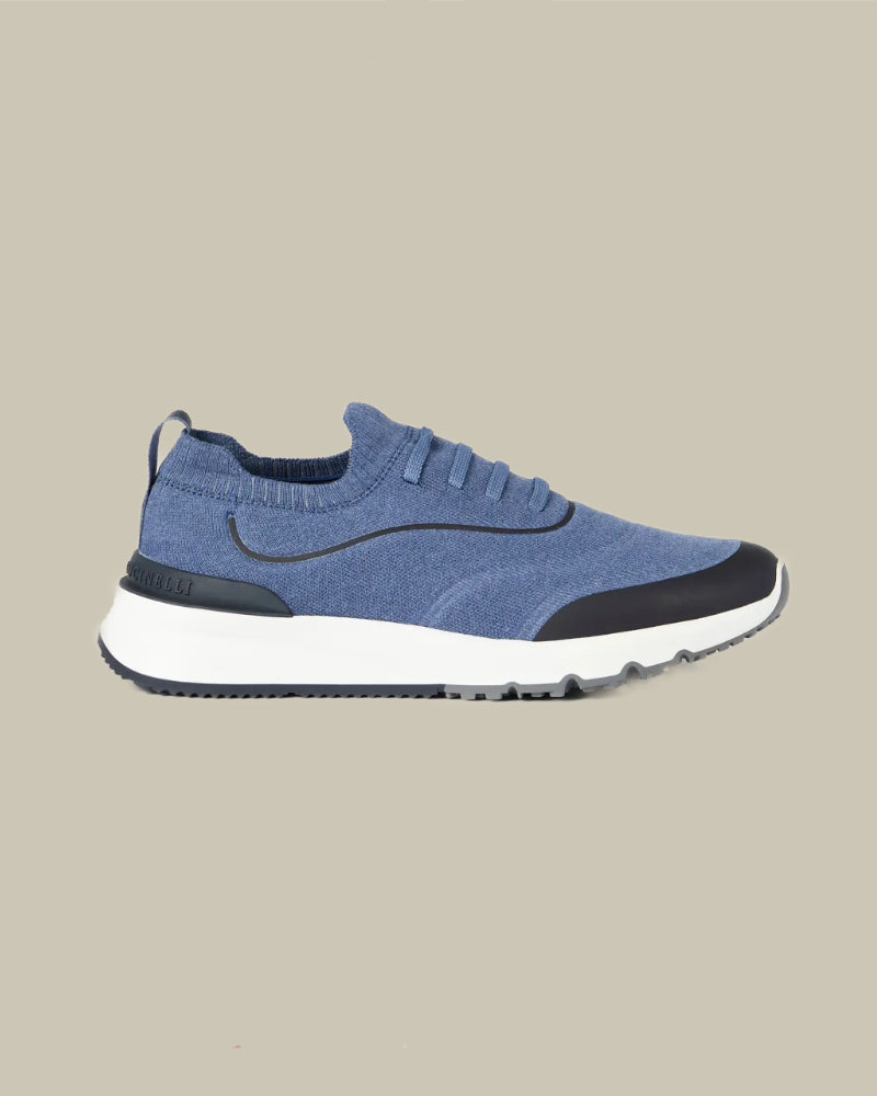 Denim Blue Techno Cotton Knit Runner