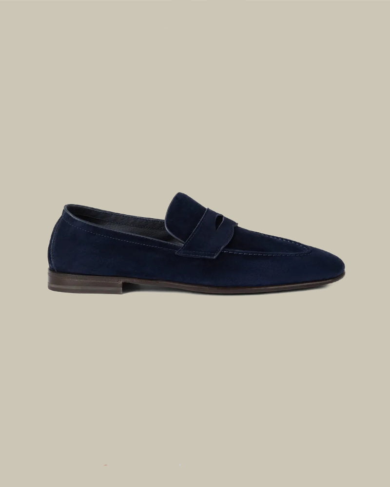 Midnight Blue Soft Suede Penny Loafer