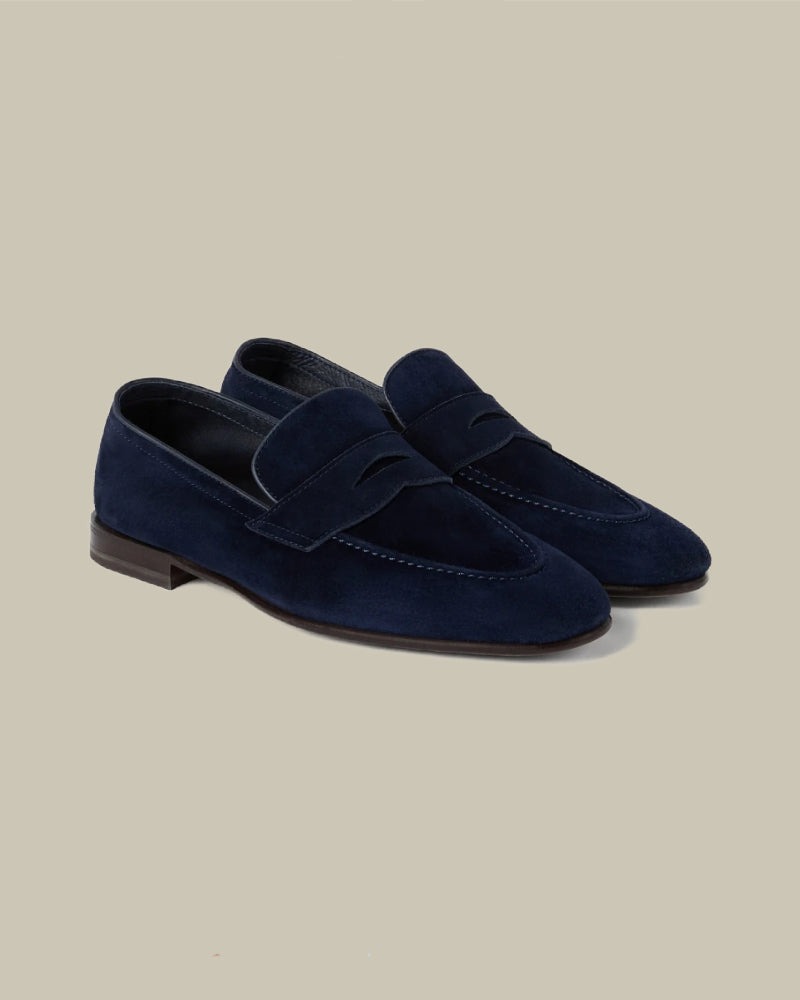Midnight Blue Soft Suede Penny Loafer