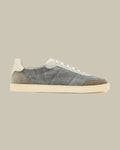 Grey Cotton Knit, Suede and Matte Calfskin Sneakers