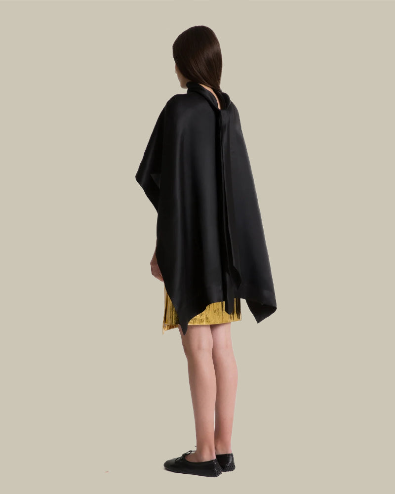 Black Silk Cape-Style Top