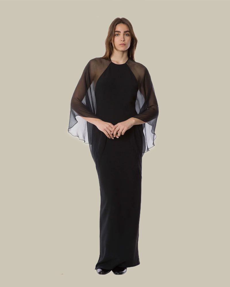 Black Sheer Stretch Cady Dress
