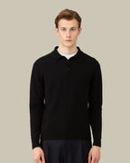 Black Pure Cashmere Knit Polo