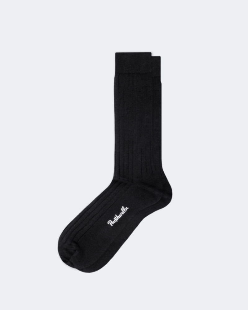 Pembrey Black Ribbed Sea Island Cotton Socks