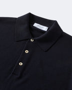 Navy Pure Wool Short Sleeve Knitted Polo