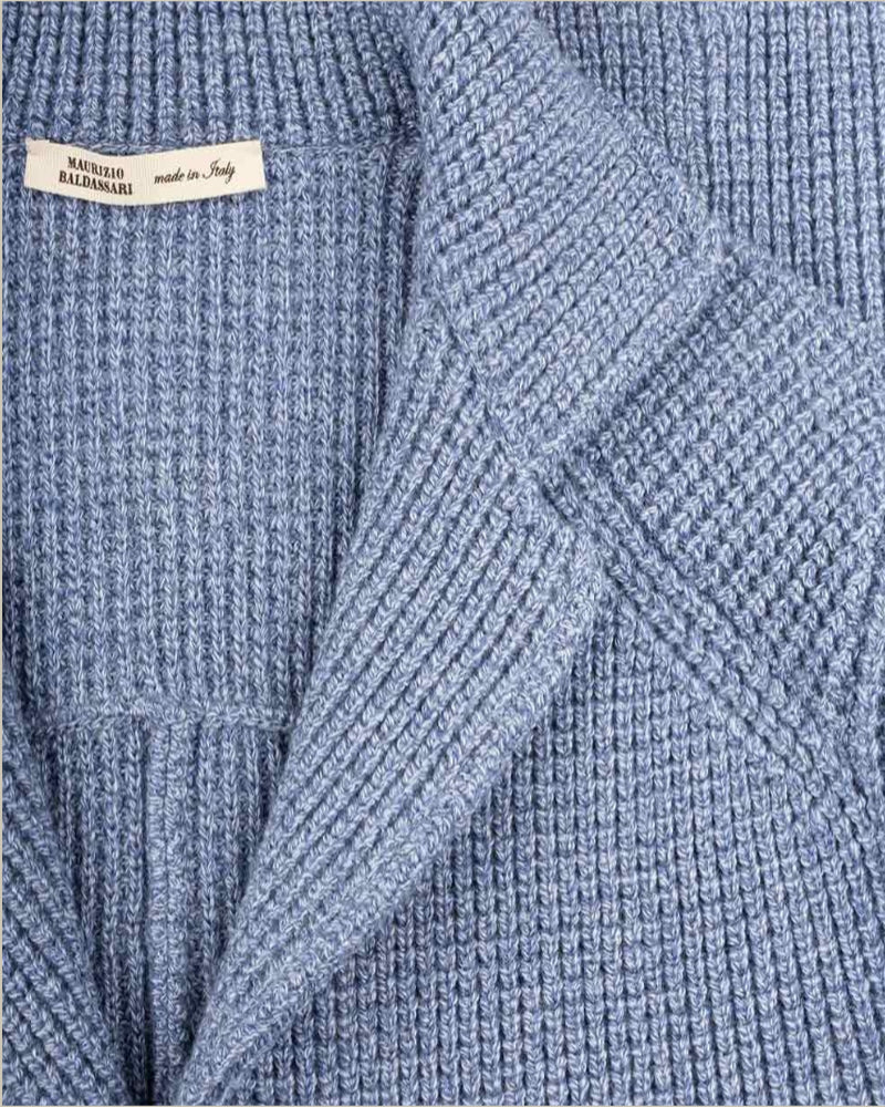 Ice Blue Melange Brenta Cable Knit Swacket