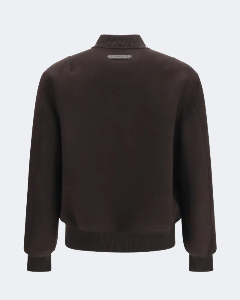 Brown Wool & Cashmere Zip Bomber