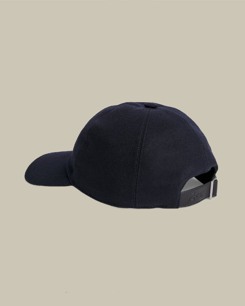 Navy Cashmere & Wool Flannel Logo Cap