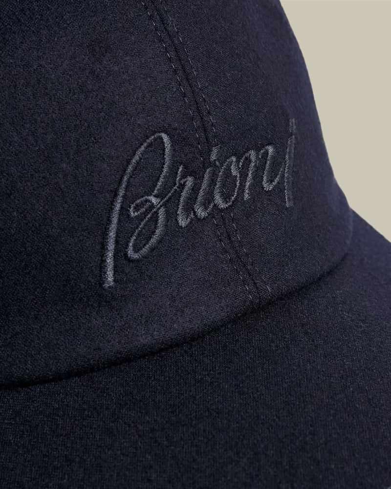 Navy Cashmere & Wool Flannel Logo Cap