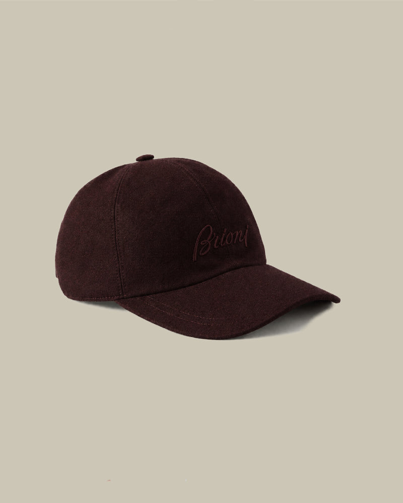 Burgundy Cashmere & Wool Flannel Logo Cap