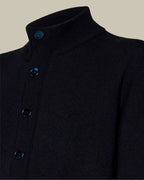 Navy Cashmere Cardigan With Suede Detailing