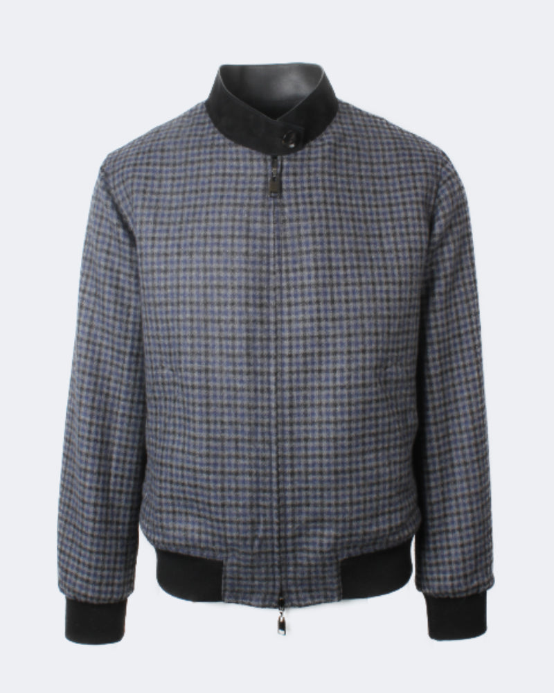 Wool & Cashmere Reversible Harrington With Leather Detailing
