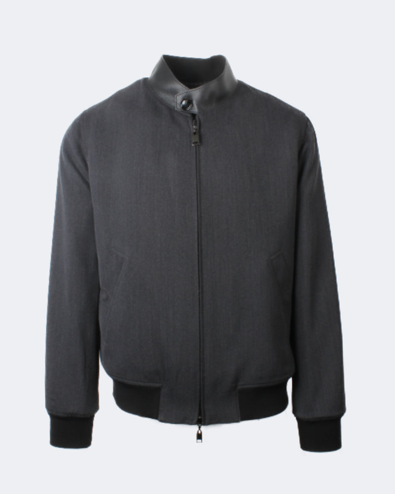 Wool & Cashmere Reversible Harrington With Leather Detailing