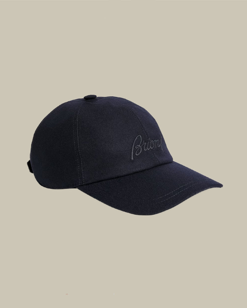 Navy Cashmere & Wool Flannel Logo Cap