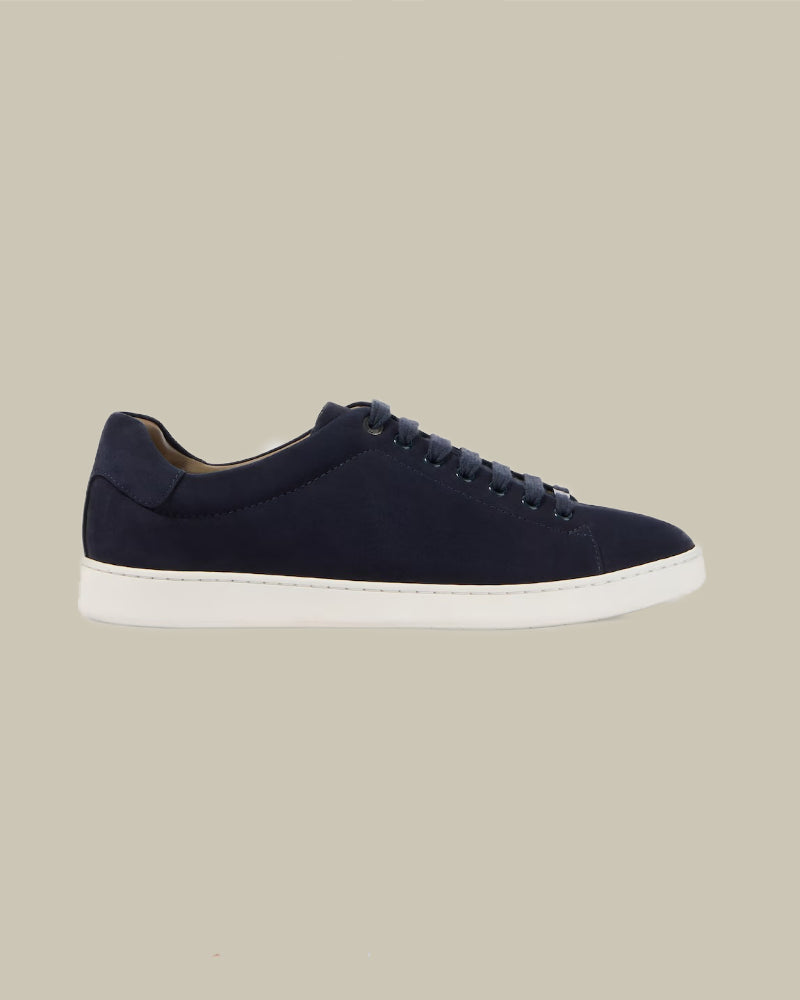 Navy Calf Skin Leather Cupsole Sneaker