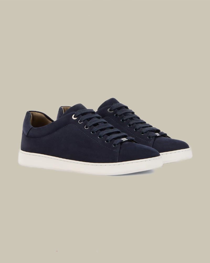 Navy Calf Skin Leather Cupsole Sneaker