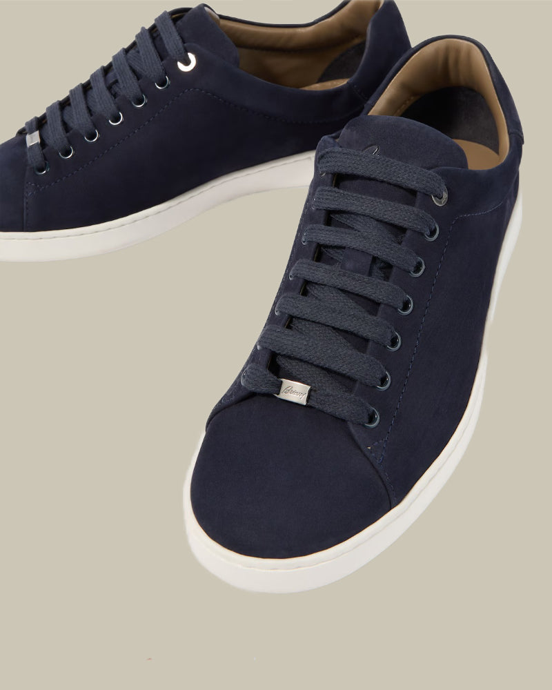 Navy Calf Skin Leather Cupsole Sneaker