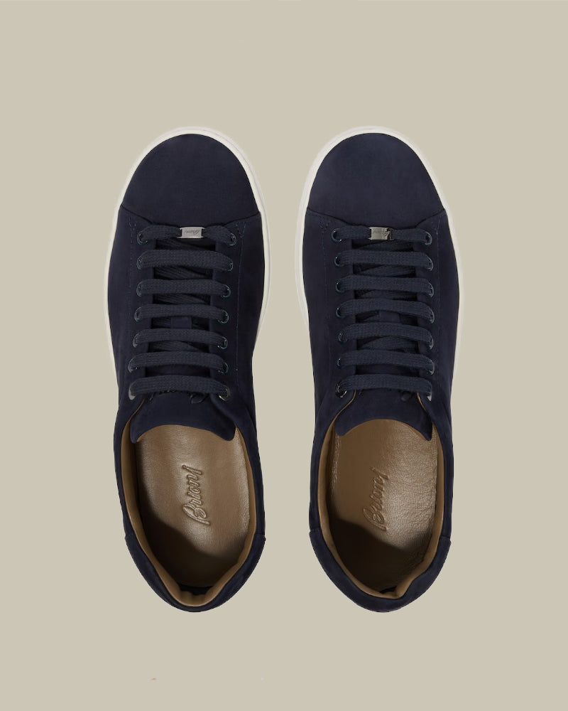Navy Calf Skin Leather Cupsole Sneaker