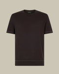 Brown Sea Island Cotton Birdseye Weave Knitted Crew Neck