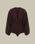 Brown Stretch Tulle Bodysuit