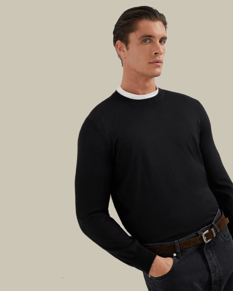 Cashmere & Silk Crewneck Black