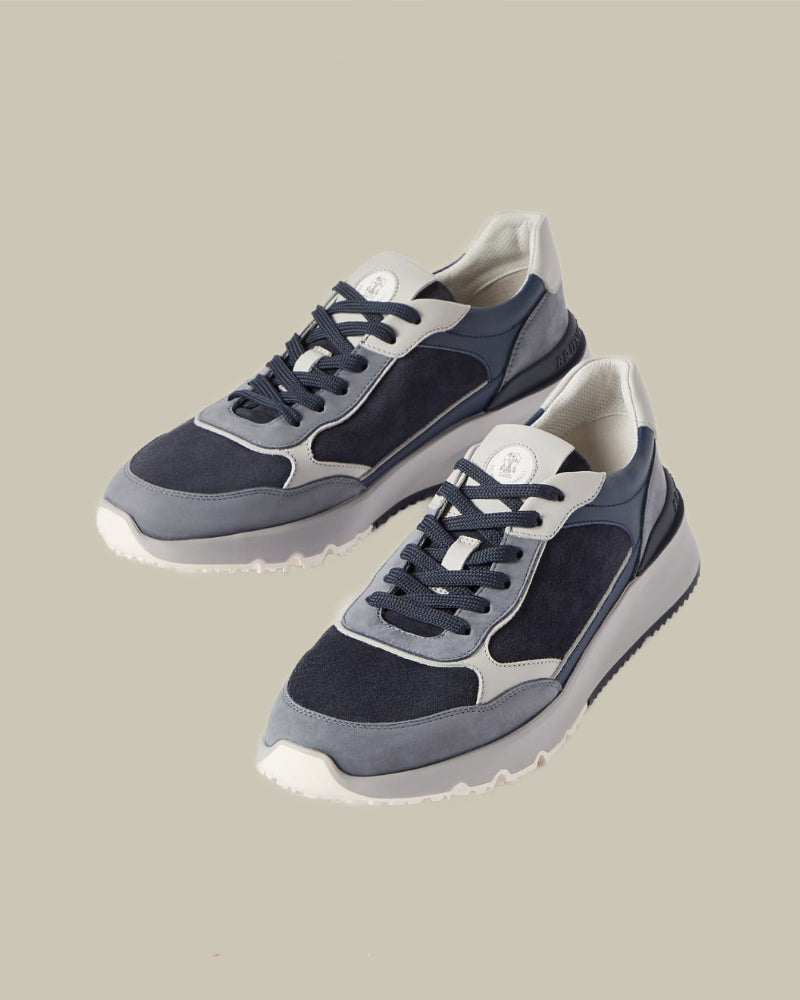 Light Grey & Navy Nubuck Suede Runners