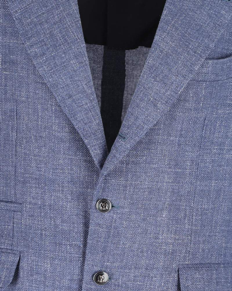 Light Blue Wool, Silk & Linen Blend Suit