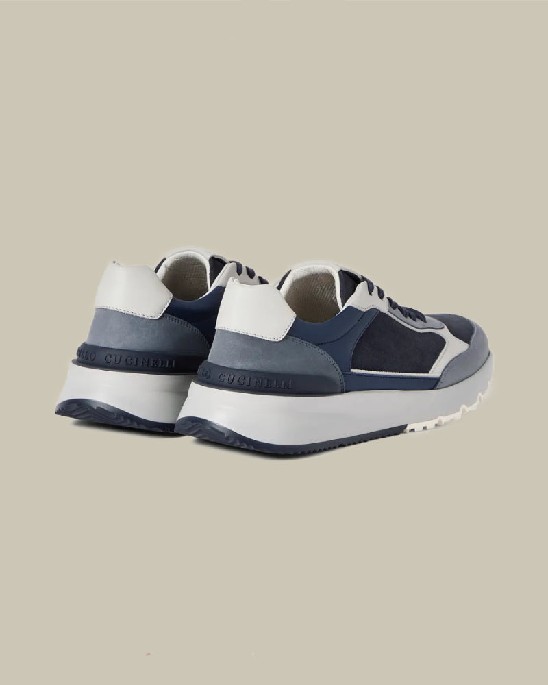 Light Grey & Navy Nubuck Suede Runners