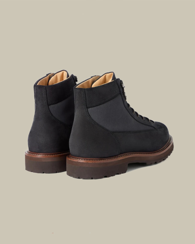 Navy Blue Suede & Techno Fabric Urban Outdoor Boots