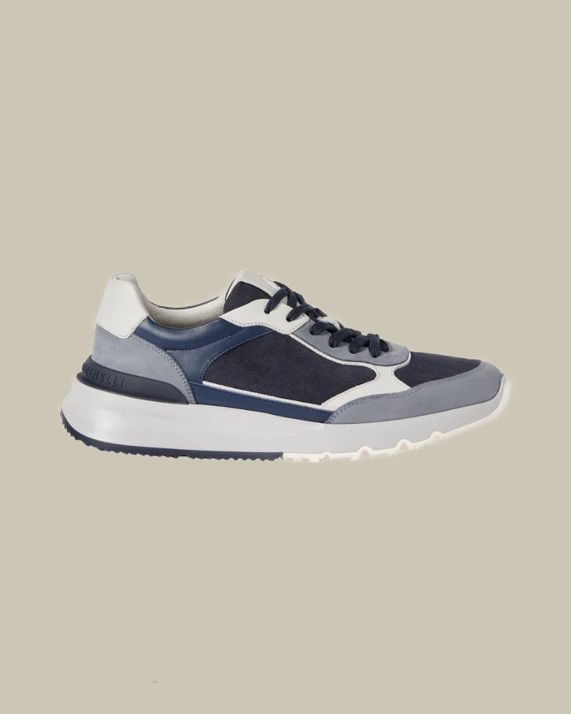 Light Grey & Navy Nubuck Suede Runners