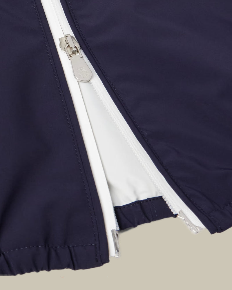 Navy Bonded Nylon Hooded Outerwear Jacket