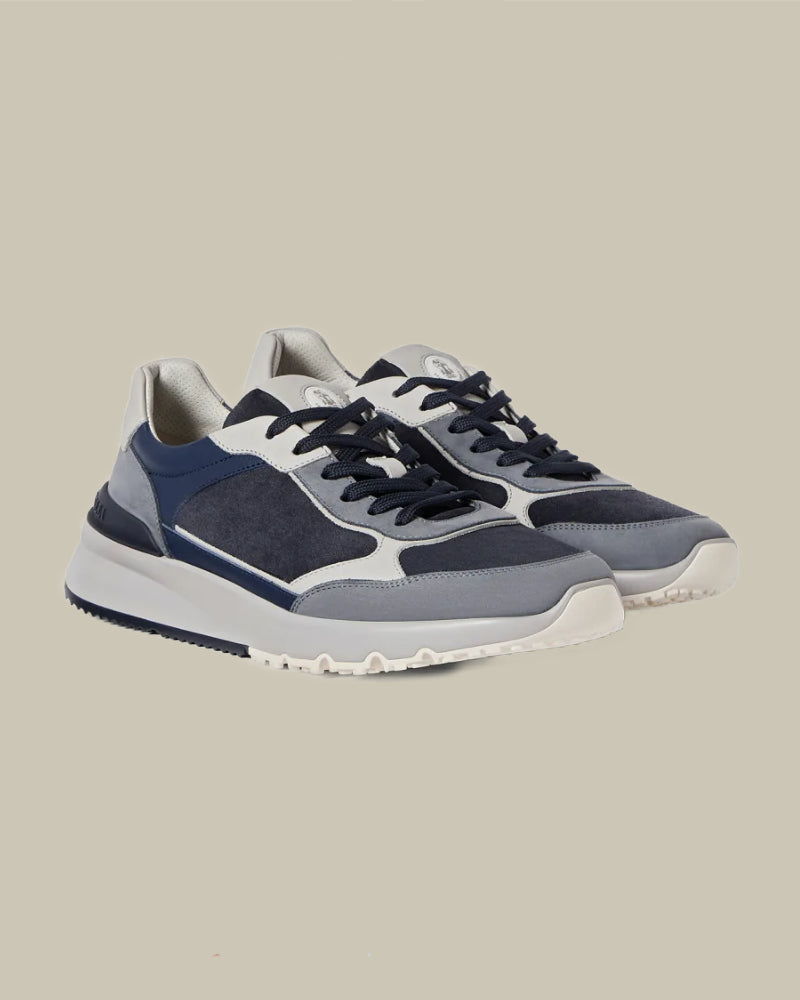 Light Grey & Navy Nubuck Suede Runners