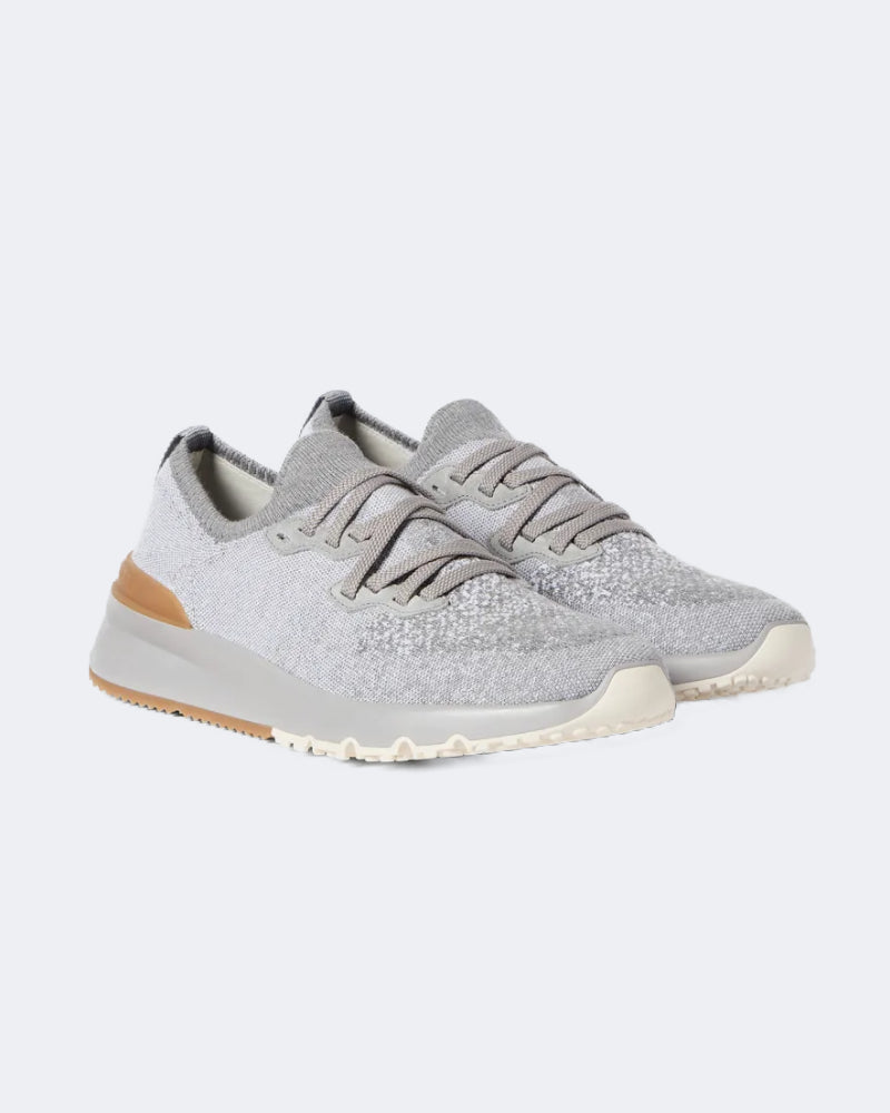 Grey Cotton Chiné Knit Runners