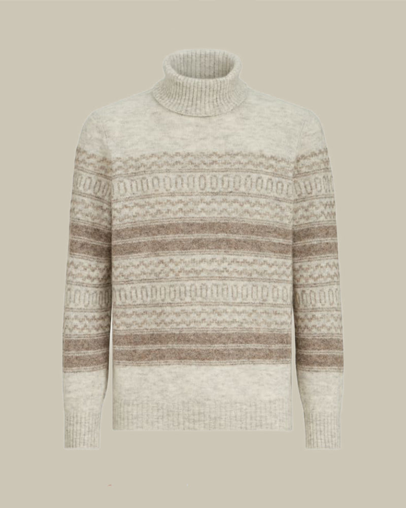 Alpaca, Cashmere & Wool Nordic Jacquard Turtleneck Sweater
