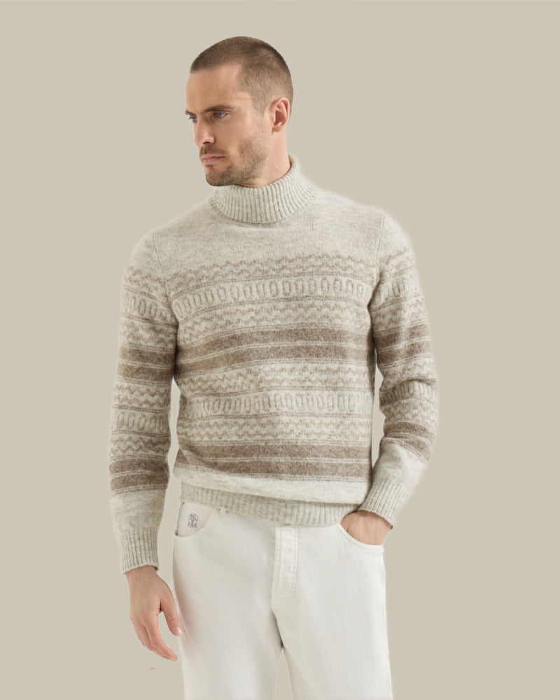 Alpaca, Cashmere & Wool Nordic Jacquard Turtleneck Sweater