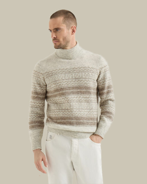 Alpaca, Cashmere & Wool Nordic Jacquard Turtleneck Sweater