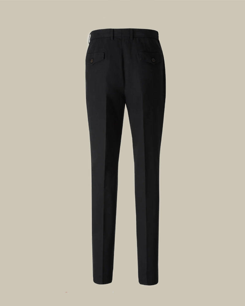 Leisure Fit Black Pleated Trouser