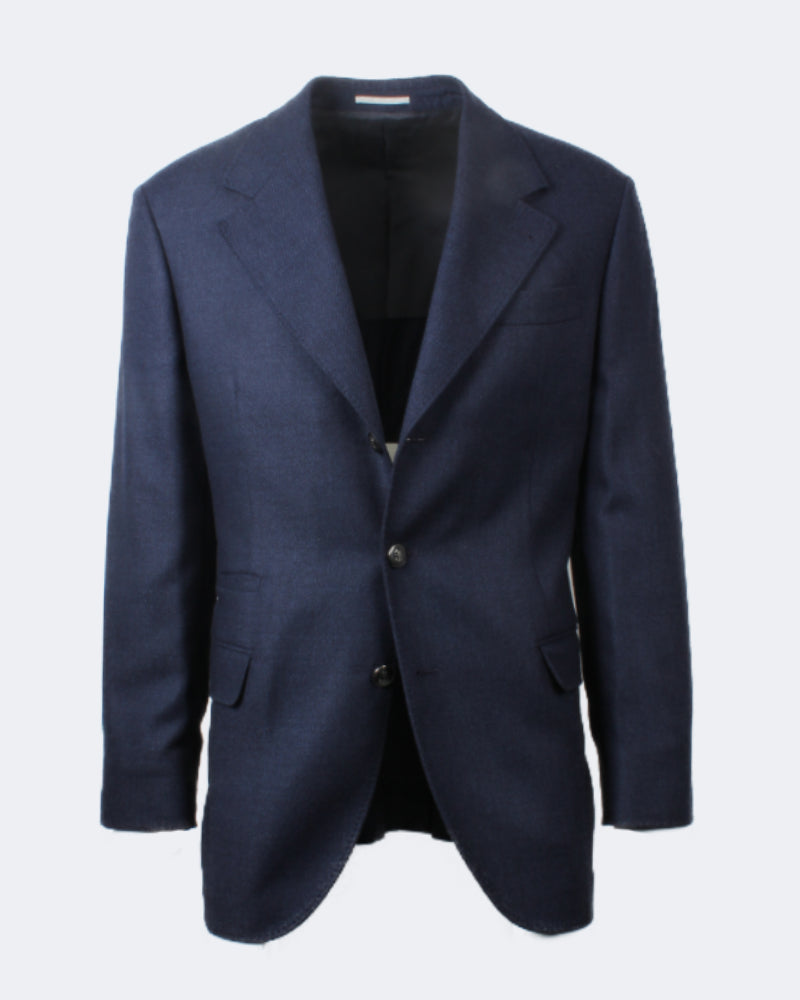 Navy 2-Roll 3 Silver Button Wool Blazer