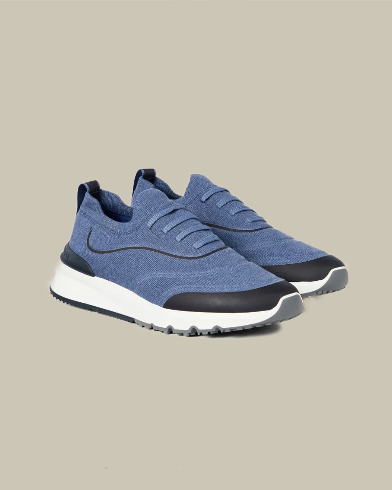 Denim Blue Techno Cotton Knit Runner