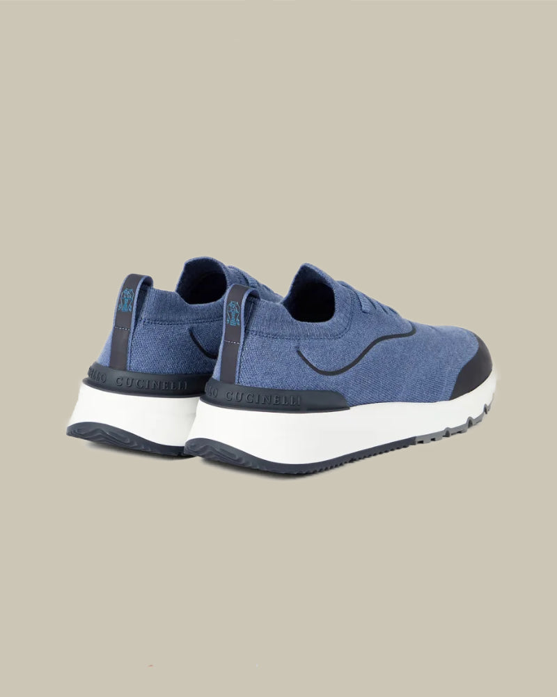 Denim Blue Techno Cotton Knit Runner