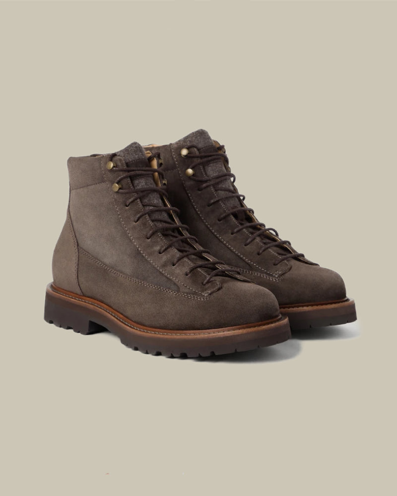 Waxed Suede Urban Outdoor Boots with Silk, Wool and Cashmere Insert