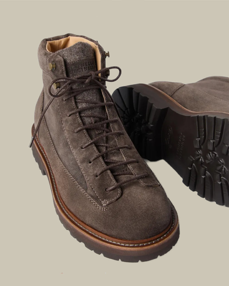 Waxed Suede Urban Outdoor Boots with Silk, Wool and Cashmere Insert