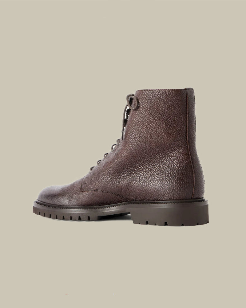 Dark Brown Leather Lace Up Ankle Boot