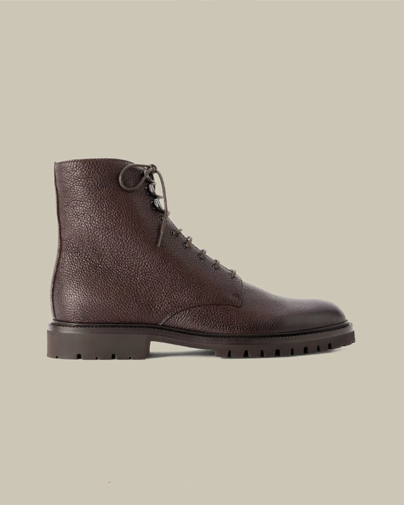 Dark Brown Leather Lace Up Ankle Boot