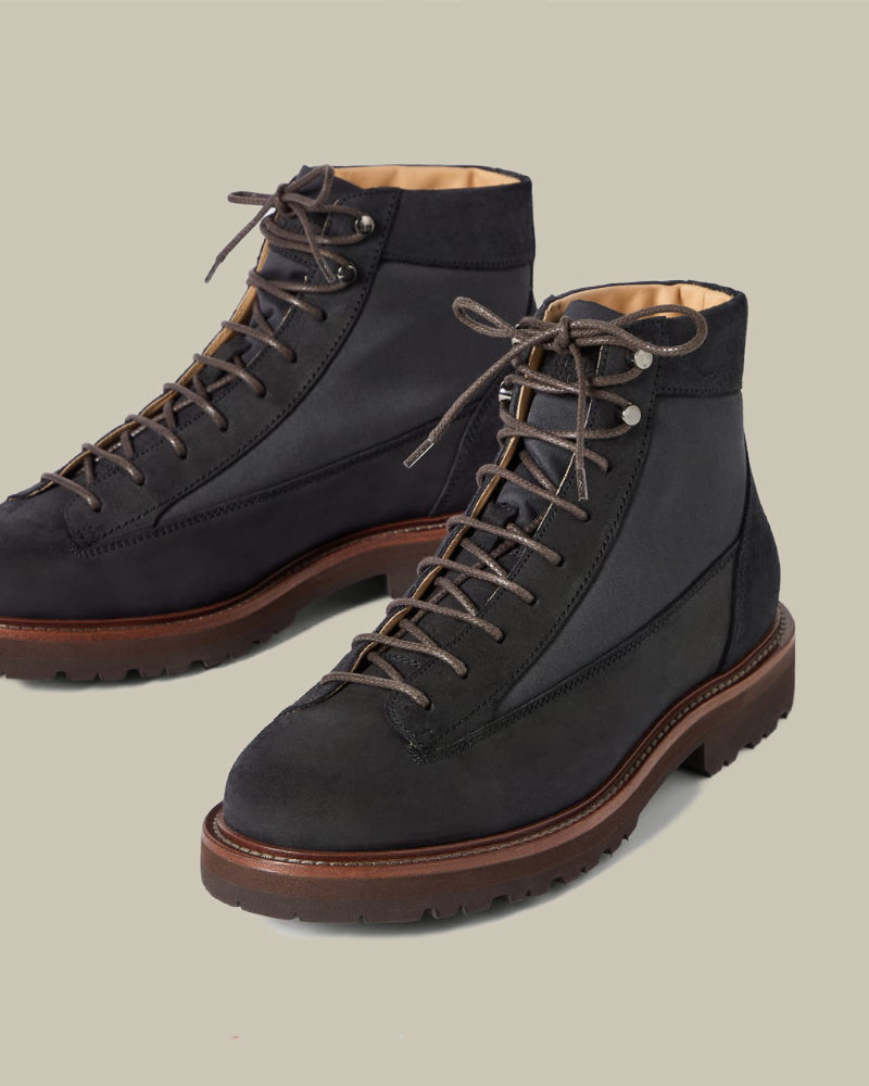 Navy Blue Suede & Techno Fabric Urban Outdoor Boots