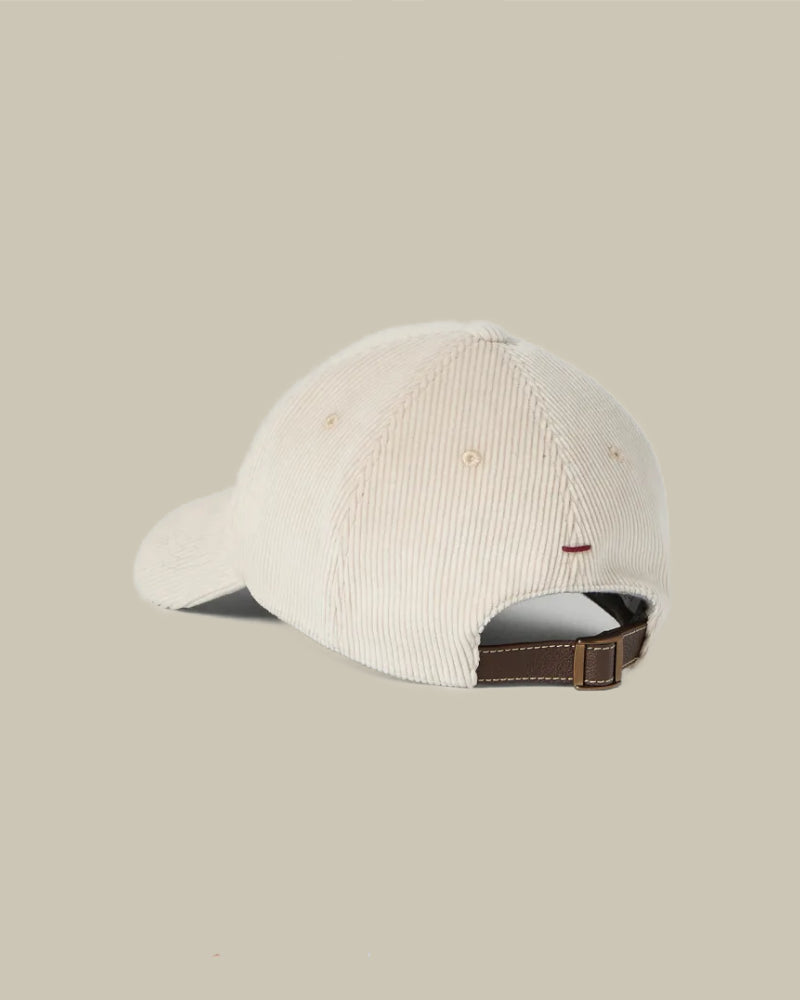 Ivory Cotton & Cashmere Corduroy Baseball Cap