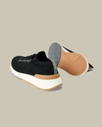 Black Cotton Knit and Semi Polished Calfskin Runners