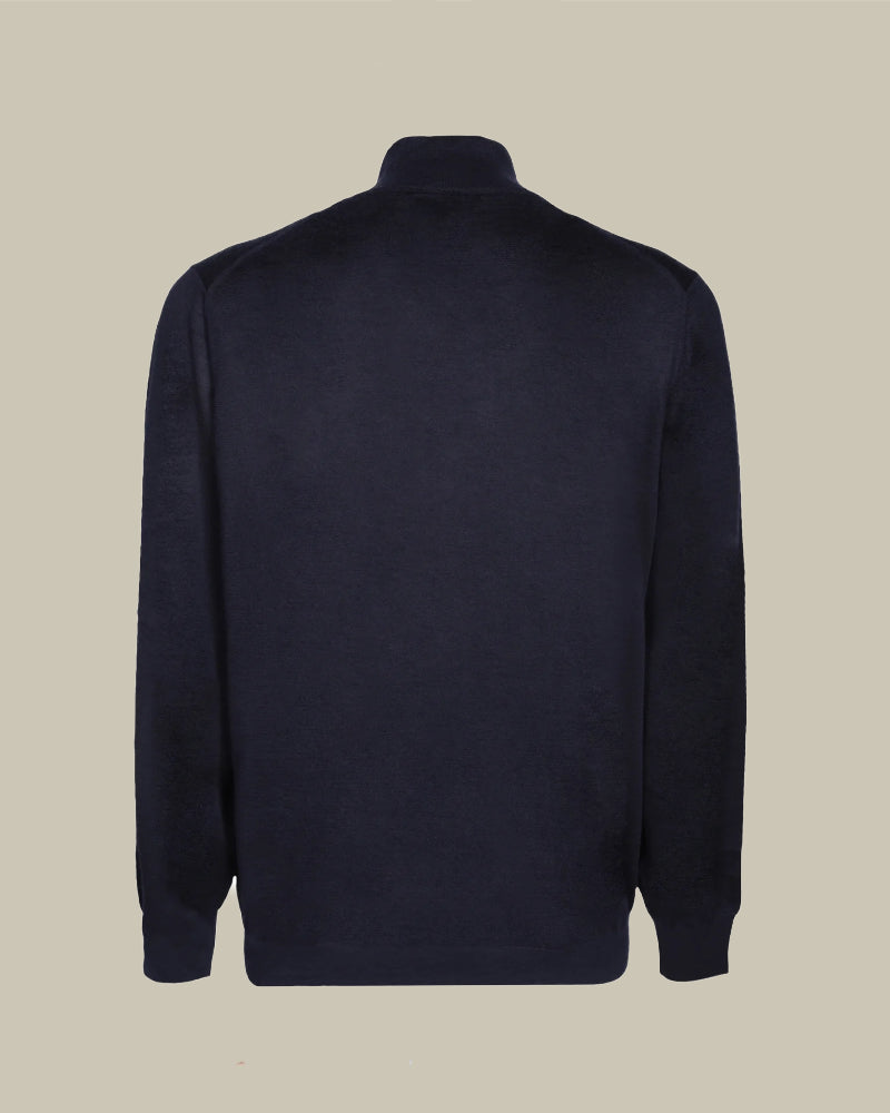 Navy Cashmere & Silk Half Zip