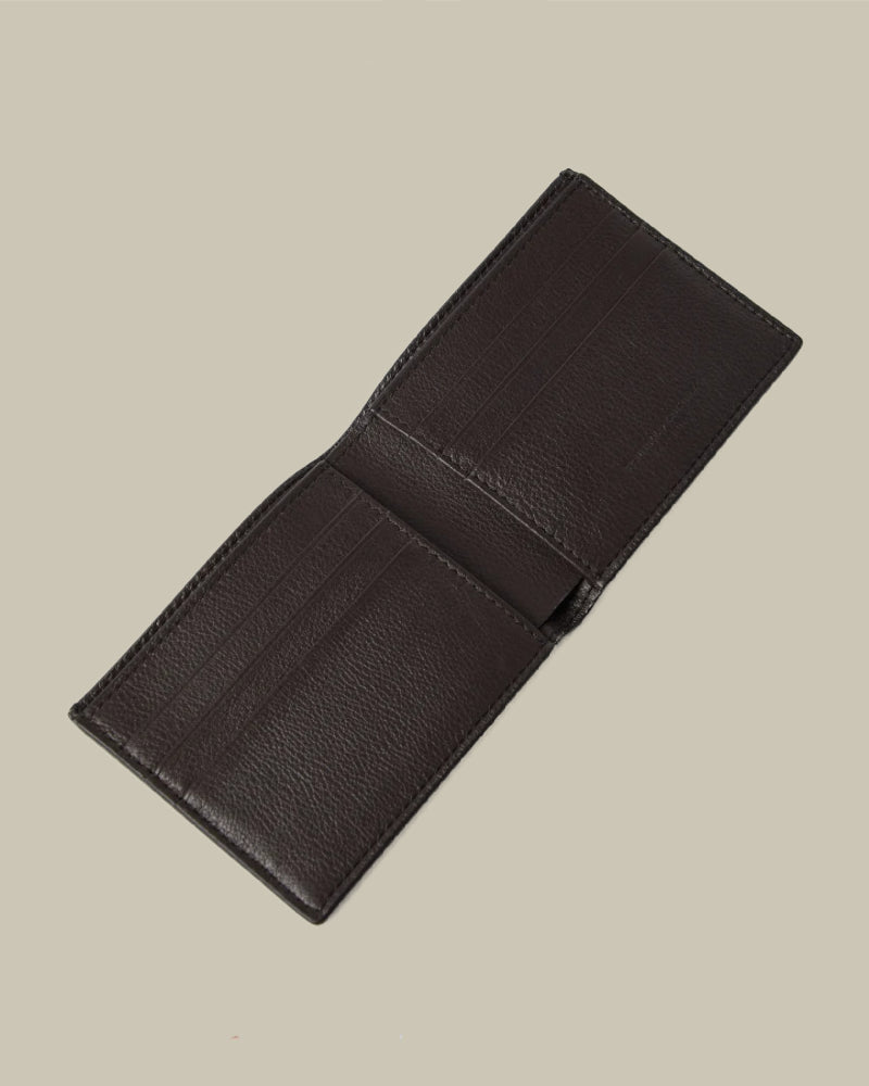 Brown Smooth Calfskin Leather Bifold Wallet