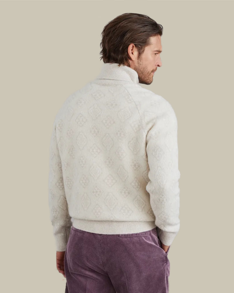 Alpaca Geometric Jacquard High Neck Sweater